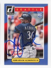 SIGNED BASEBALL CARD AUTO DONRUSS 2014 ABRAHAM ALMONTE SEATTLE MARINERS #21