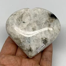 207.5g, 2.8"x3.1"x1.1", Rainbow Moonstone Heart Crystal Gemstone @India, B26384