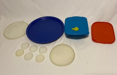 Assorted Tupperware 9 Lids, 1 Microwave Container w/Lid 2.5 Cups 1 Serving Tray