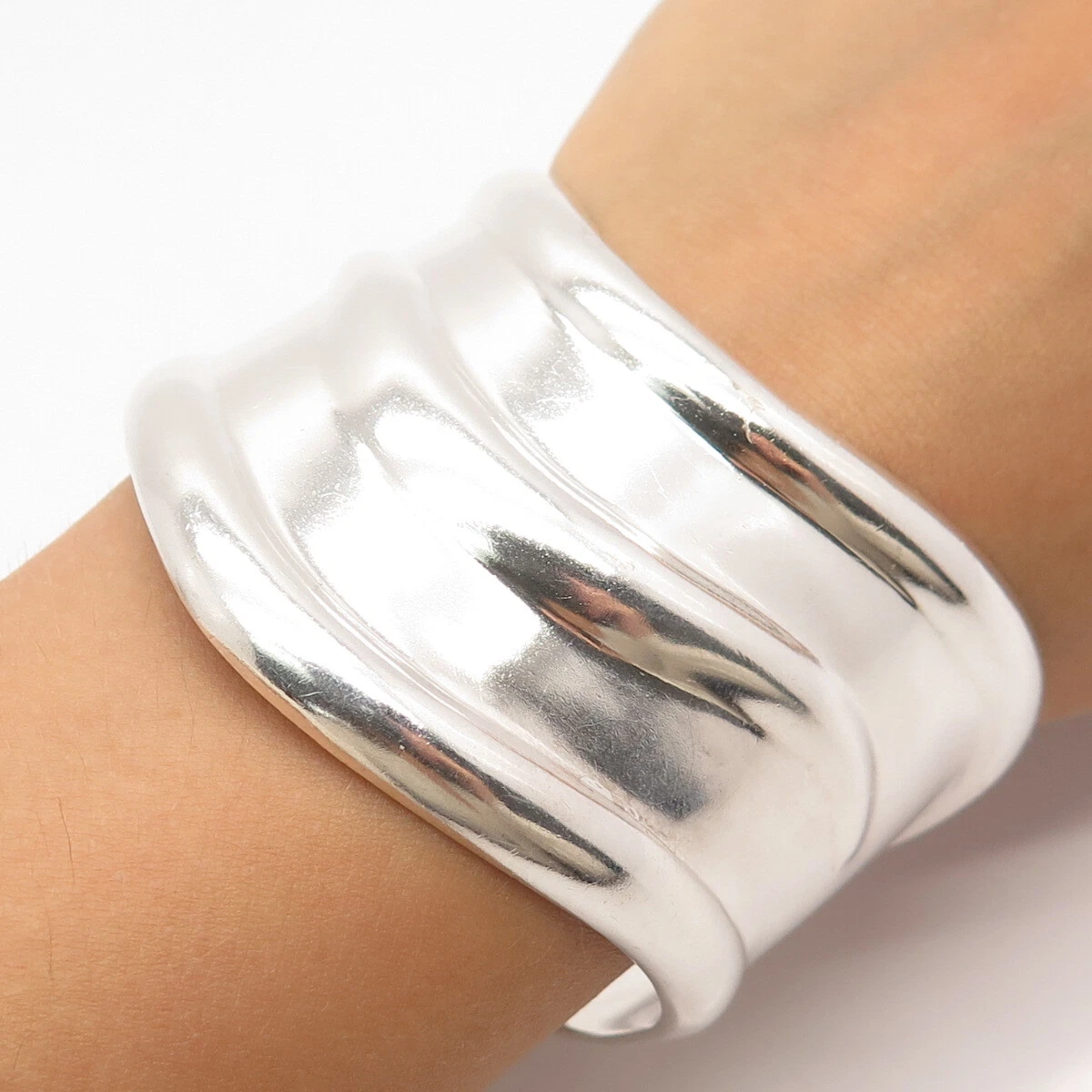 Wide silver bracelet cuff online