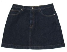Ralph Lauren Flag Polo Jeans Leather Patch 5-Pkt Dark Mini Denim Skirt Wm 12 EXC