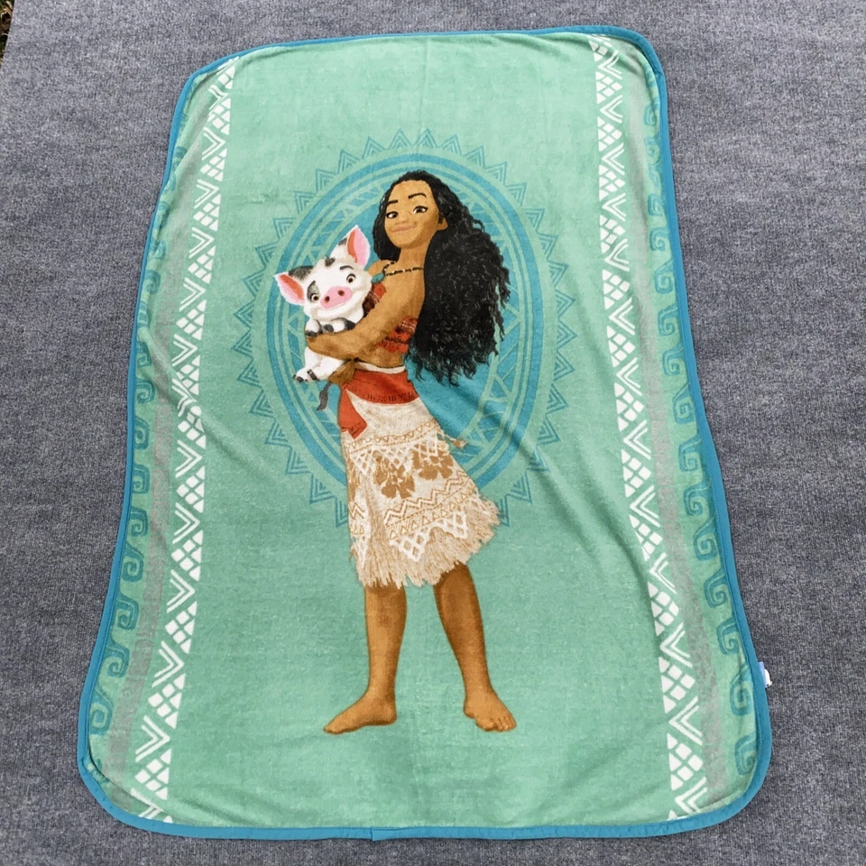 Manta Moana Disney Verde Azul Cerdo Vellón Hawaiano Foto 2 de 4