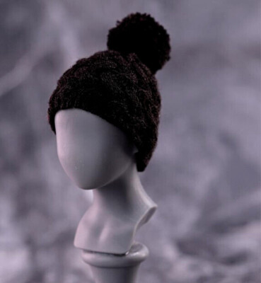 1/6 Maßstab Gestrickte Mütze Für Weibliche Action-Figuren – Schwarz, Aus Weichem Stoff, Nur Mütze