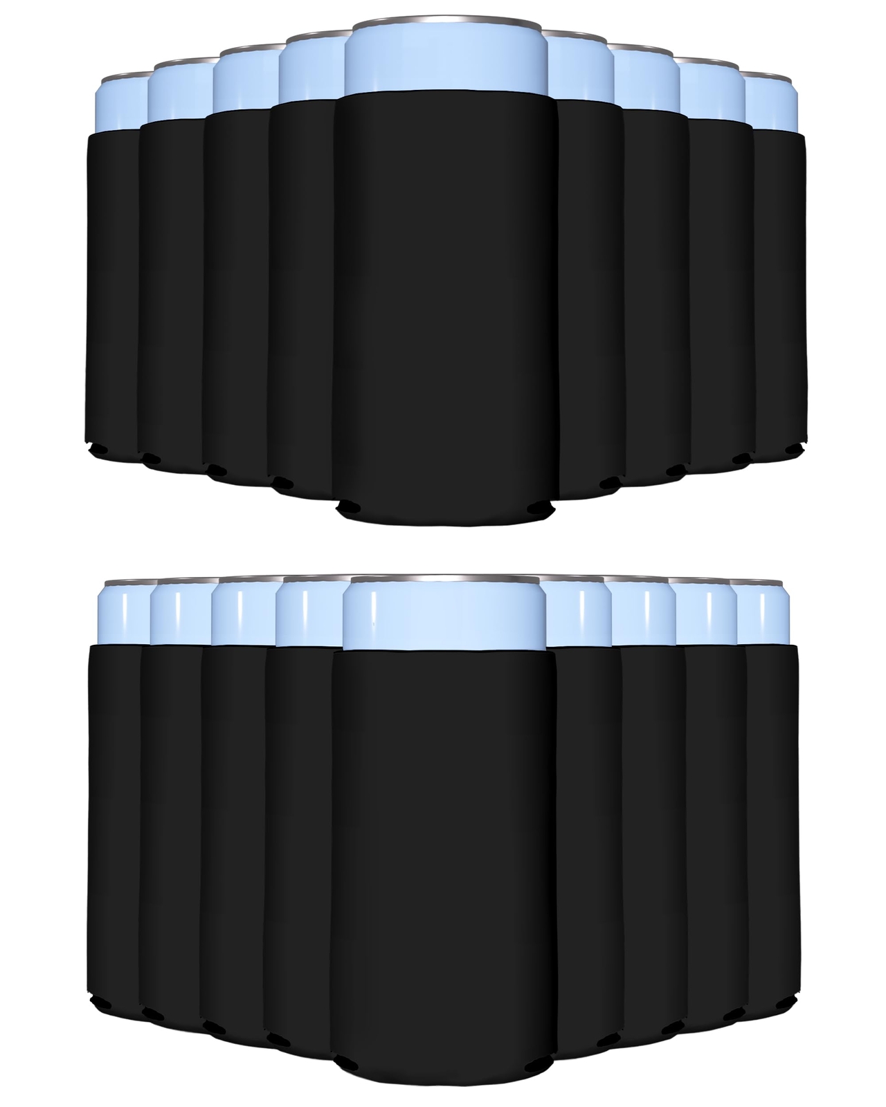 25 Pack Black Slim Can Cooler Sleeves for Customizable Seltzer in Bulk