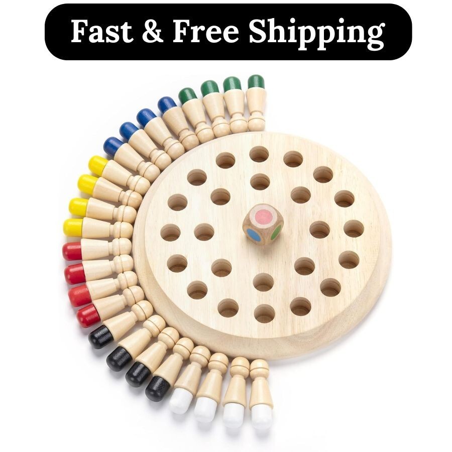 Wooden Memory Chess Matching Game for Kids and Adults Family Board Game Monte-image