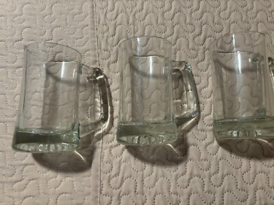Three Heavy Base Clear Beer Mug Root Beer Glass Beverage Thick Bottoms