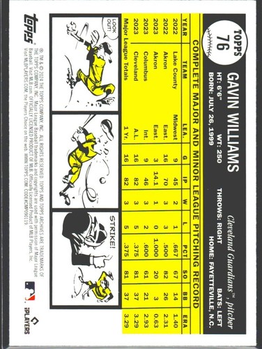 2024 Topps Archives #76 Gavin Williams Archives Endcap Foilboard - Picture 2 of 2