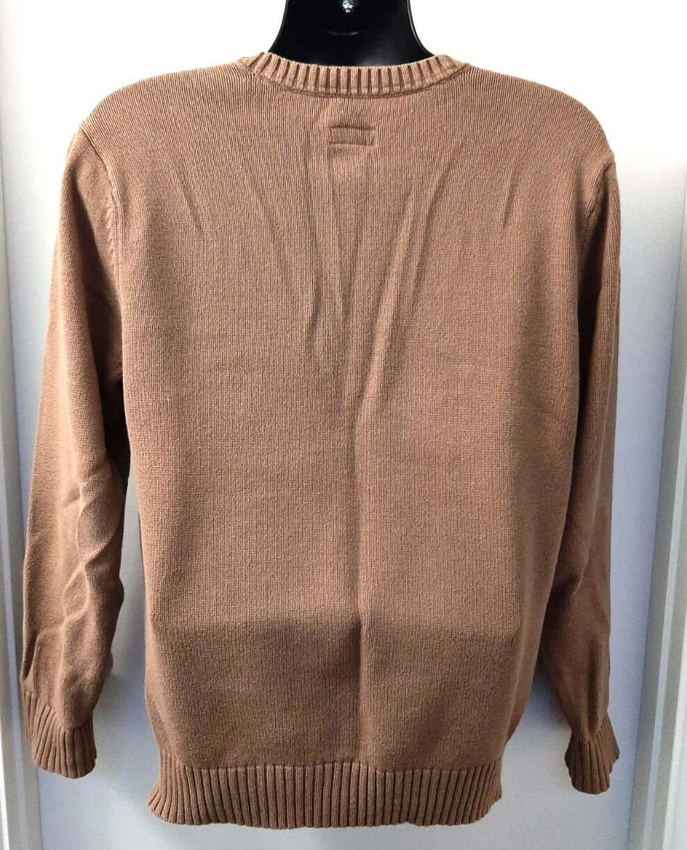 St. Johns Bay Mens Brown Sweater Size Large Cotton 2 Color Small Cable