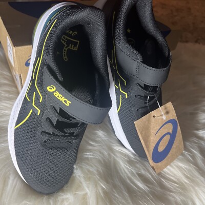 ASICS Youth Boy's Jolt 3 PS Black/ Bright Yellow Athletic Shoes Sz 2 1/2=21.5 Cm