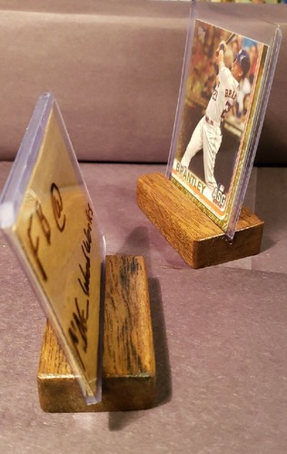 Handcrafted Set Of 2 Wood Trading \ business Card \ school pics Display Stand(s) - Picture 3 of 6