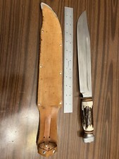 Vintage Sword And Shield German Huge Stag Bowie Knife 15 Inch Germany