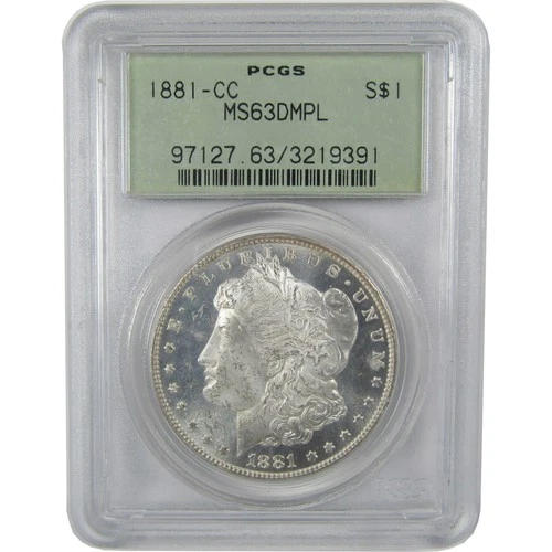 1881 CC Morgan Silver Dollar MS 63 DMPL PCGS Proof-Like $1 Coin