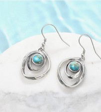 Natural Turquoise Earrings 925 Sterling Silver