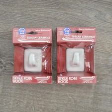 Lot of 2 Tuscan Ceramics Single Robe Hook D8001 Made in USA NEW OLD STOCK SEALED