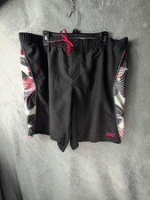 Vintage Y2K Nike Swim Trunks Center Swoosh Lined Board Shorts Black Red Mens XL