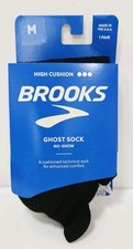 Brooks BLACK M MEDIUM Ghost Sock No-Show Unisex Women 7-9.5 Size Men 6-8.5 New
