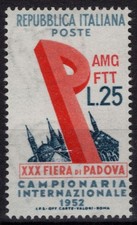 TRIESTE ZONA A 1952 FIERA DI PADOVA 25 LIRE G.O MLH*