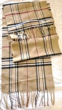 Plaid Cashmere and Wool Classic Tartan Fringed Scarf - See Description