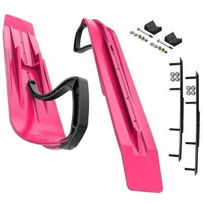Slydog Powder Hound 8'' Pink Skis w/4'' Round Bar Complete Kit Polaris Pro-Ride