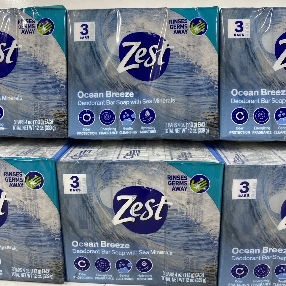 Лот x18 ZEST Ocean Breeze бар мыло 4 унц дезодорант новый из старых запасов снят с производства  - Изображение 3 из 4