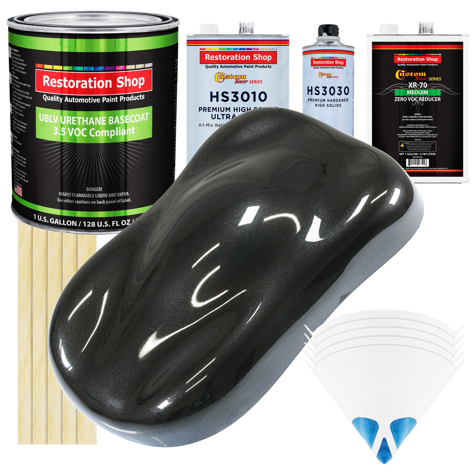 Black Metallic Premium Low VOC Urethane Basecoat Gallon Auto Paint Kit