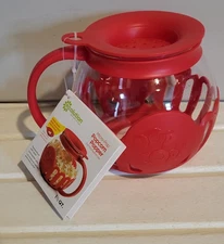 Ecolution Micro-Pop Red Microwave Popcorn Popper 1.5QT  Glass Bowl Eco Safe 