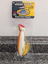Tsunami 5.5" Custom Crafted Wood Bottle Style Popper Fishing Lure Yellow White