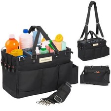 FifthStart Multipurpose Cleaning Caddy with Handle, Waist & Shoulder Strap-Black