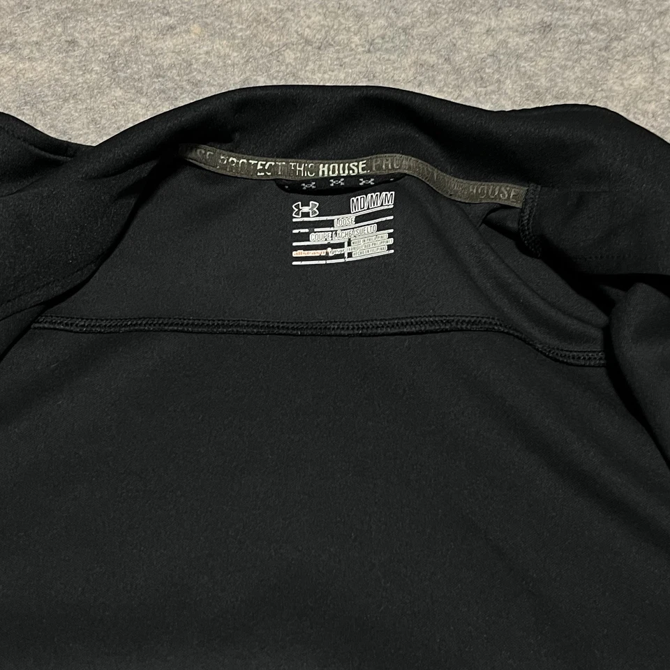 Jaqueta de pista Under Armour masculina preta TODAS AS ESTAÇÕES ENGRENAGEM solta MÉDIA zíper completo - Imagem 4 de 4