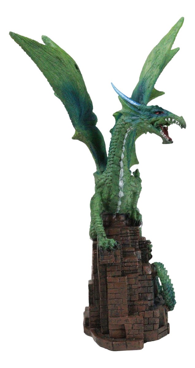 Green Terra Wyvern Monarch Dragon Perching On Medieval Castle