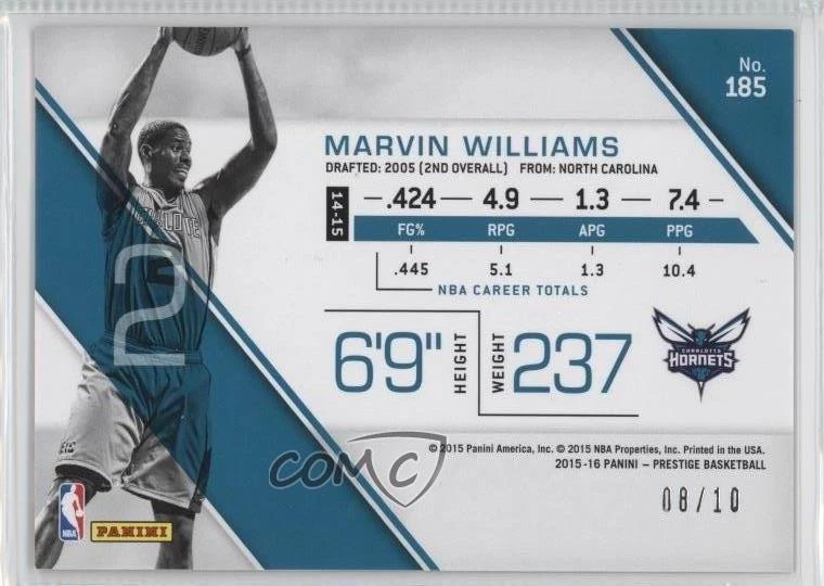 2015-16 Panini Prestige Bonus Shots Gold /10 Marvin Williams #185 - Image 2 of 2