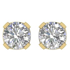 VS1 F 1.00-2.50 Ct Lab Grown Diamond Solitaire Studs Prong Set Earrings 14K Gold
