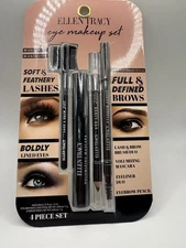 Ellen Tracy 4pk Eye & Brow Eyeliner Mascara Brush Brown/Black Set