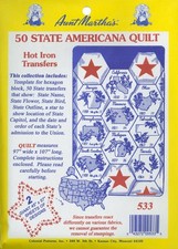 Aunt Martha's Transfer Pattern Collections-50 State Americana Quilt