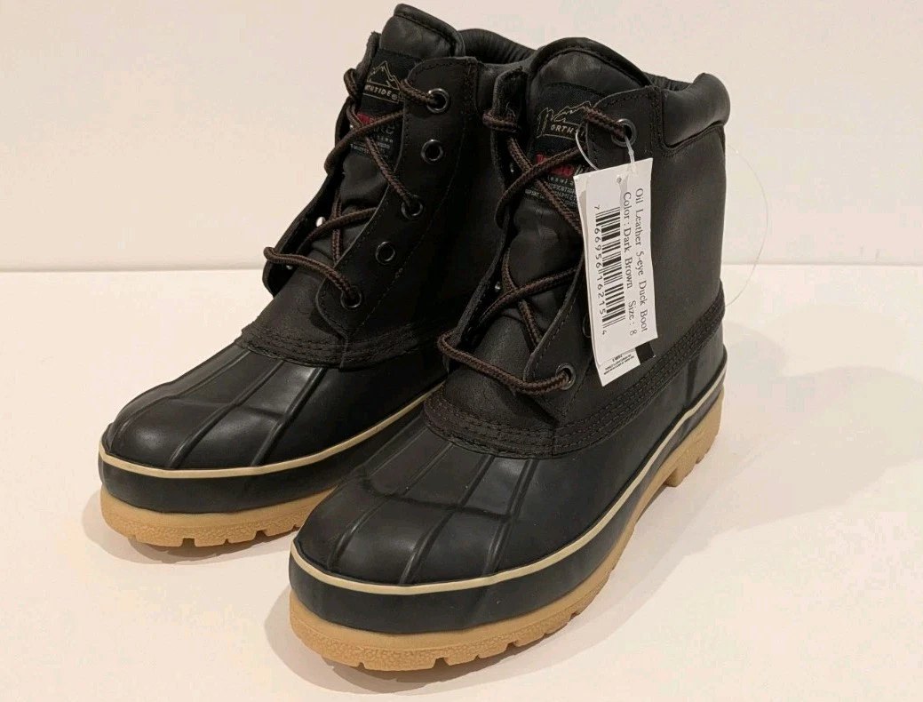 New - Northside Leather Duck Boot Dark Brown Men's Size 8 Insulated Thermolite