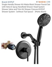 Single-Handle Shower Kit Matte Black Shower Faucet Set with Valve 6 Spray Handhe