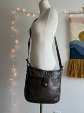 Frye Melissa Crossbody Button Leather Bag Brown Zip Top