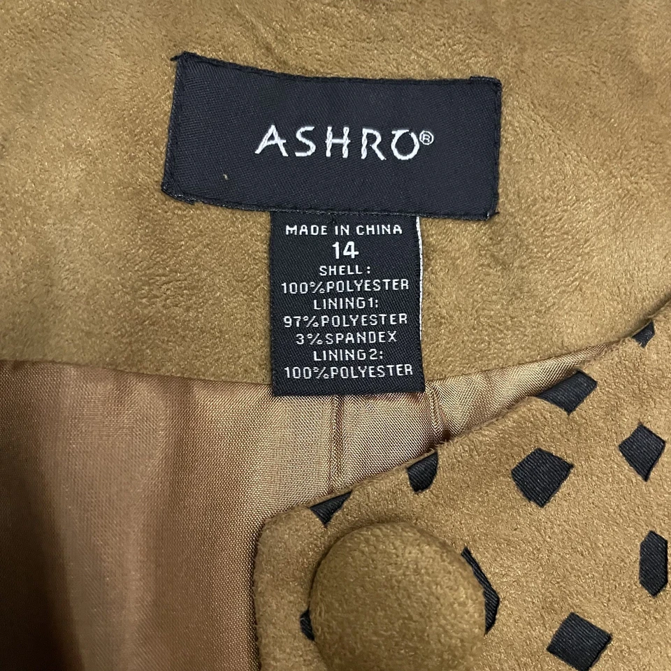 Chaqueta Blazer Ashton Mujer Talla 10 Gamuza Estampado Leopardo Marrón Negro Retro Foto 3 de 4