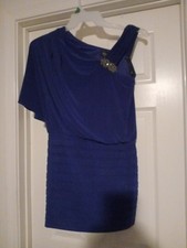 XSCAPE cocktail Blue sleeveless rushed fitted fit flares mini dress Size 4