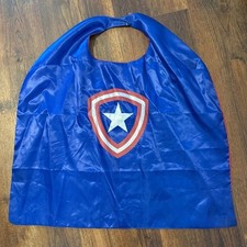 Superhero Cape Captain America Costume Blue Red Shield Star Kids Pretend Play