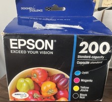 Genuine Epson 200 4pk Ink Cartridges Black, Cyan, Magenta, Yellow, EXP 06/2017