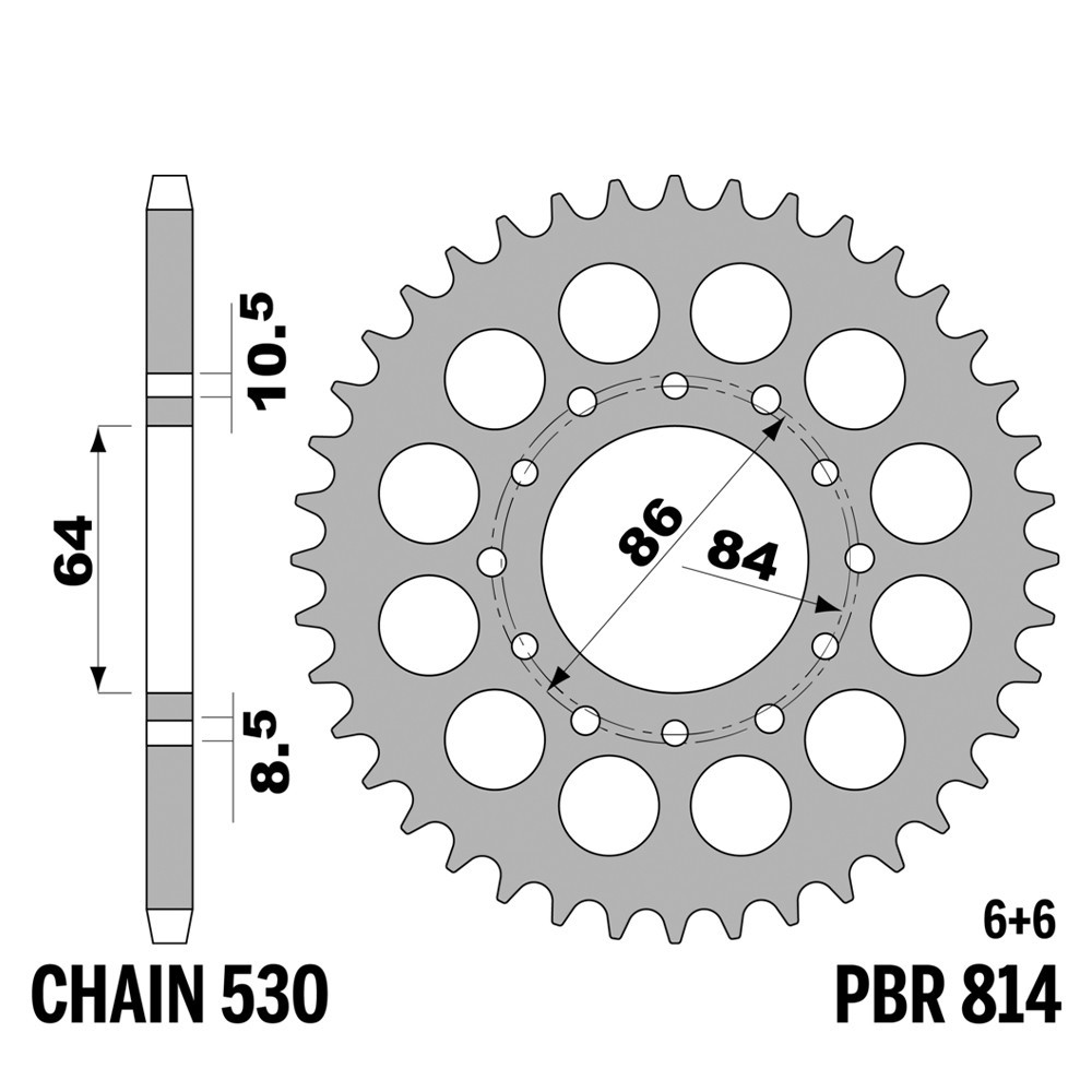 Pignon arrière PBR pas 530 45 dents acier pour couronne transmission Suzuki GS 400 1977-1980