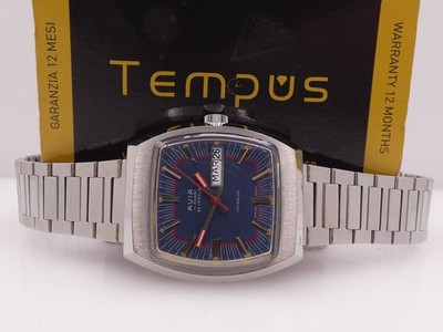 AVIA MATIC DAY-DATE JAHR '70ER AUTOMATIK STAHL BLUE DIAL VINTAGE UHR