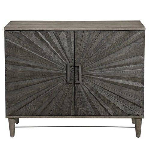 Uttermost Shield 2-Door Farmhouse Wood and Metal Cabinet in Brown/Gray - Picture 3 of 10