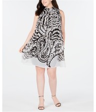 Robbie Bee Womens Animal-Print Shift Dress, Beige, Plus Size, 22W