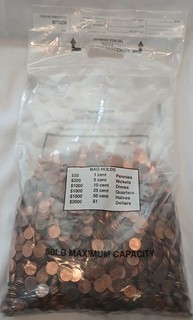 $50 Sealed Bank Bag of 5000 Pennies Sealed & Unsearched Coppers & Copper Zinc