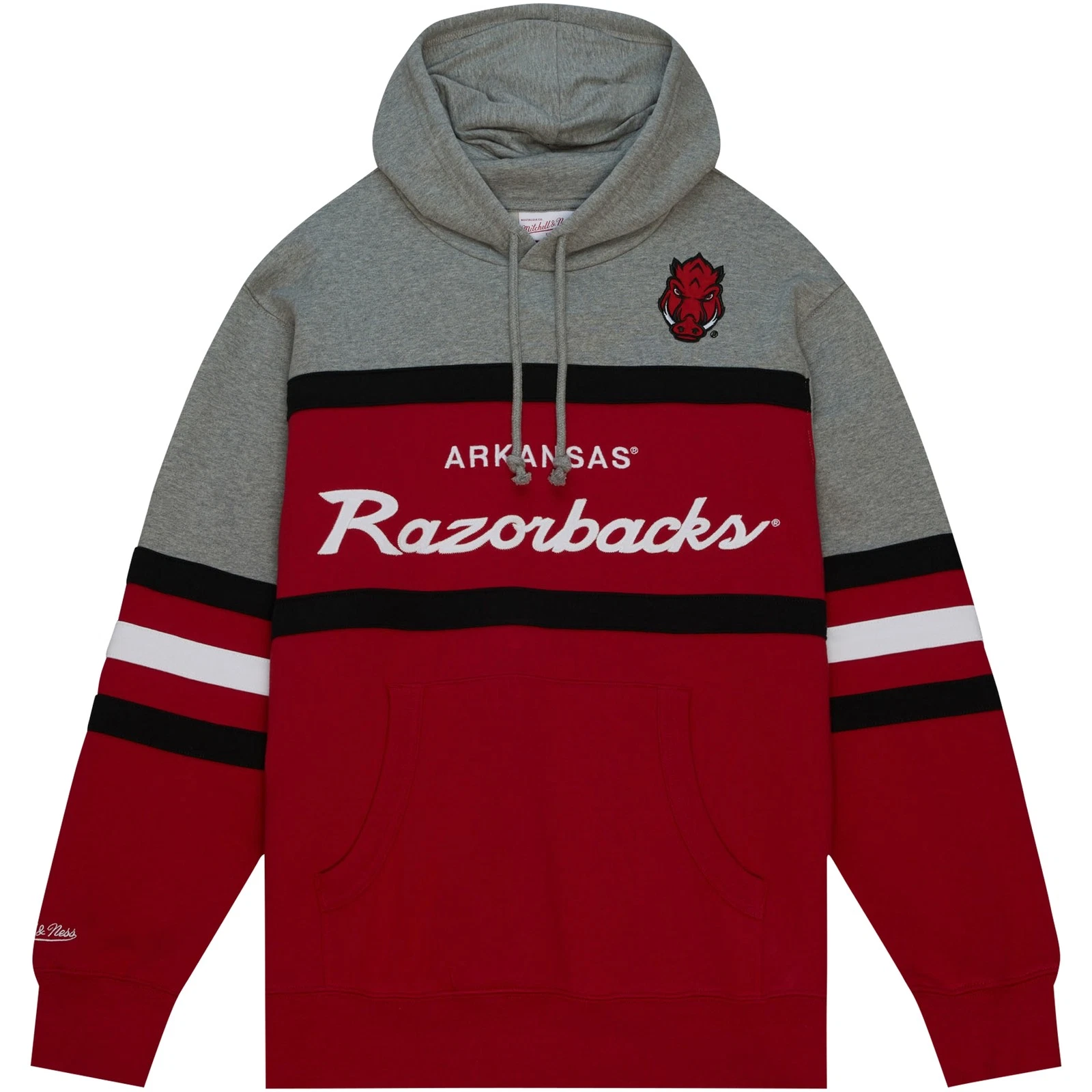 Felpa con cappuccio pullover da uomo Mitchell & Ness Crimson Arkansas Razorbacks Head Coach