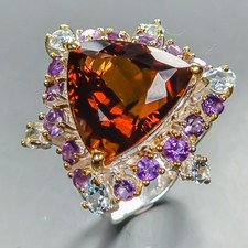Gemstone 20 ct Natural Cognac Quartz Ring 925 Sterling Silver Size 8 /R445195