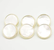 6Pcs 15Mm Natural Shell & Metal Shank Buttons, Gold-White Tone, for Luxury Men'S