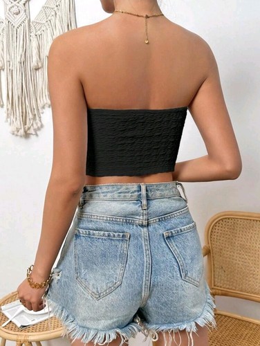 NEW IN PACKAGING- Size S (8)- Frenchy Solid Crop Tube Top - Picture 2 of 6